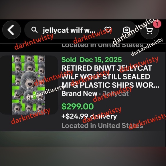 RARE RETIRED STILL SEALED MFG PLASTIC BNWT Jellycat Wilf Wolf GREAT GIFT! - Picture 14 of 16